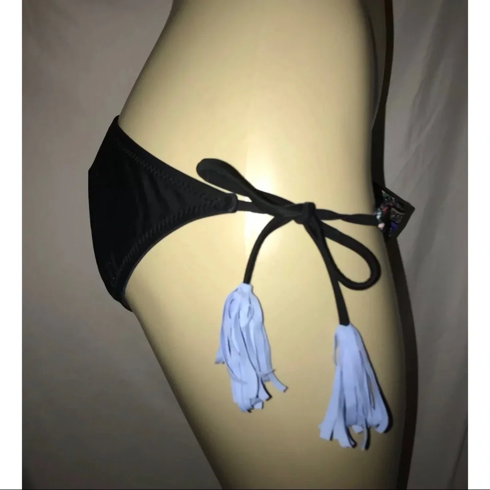 Mossimo Blue Ice With Tassels  Bikini Swim Bottom New w Tags